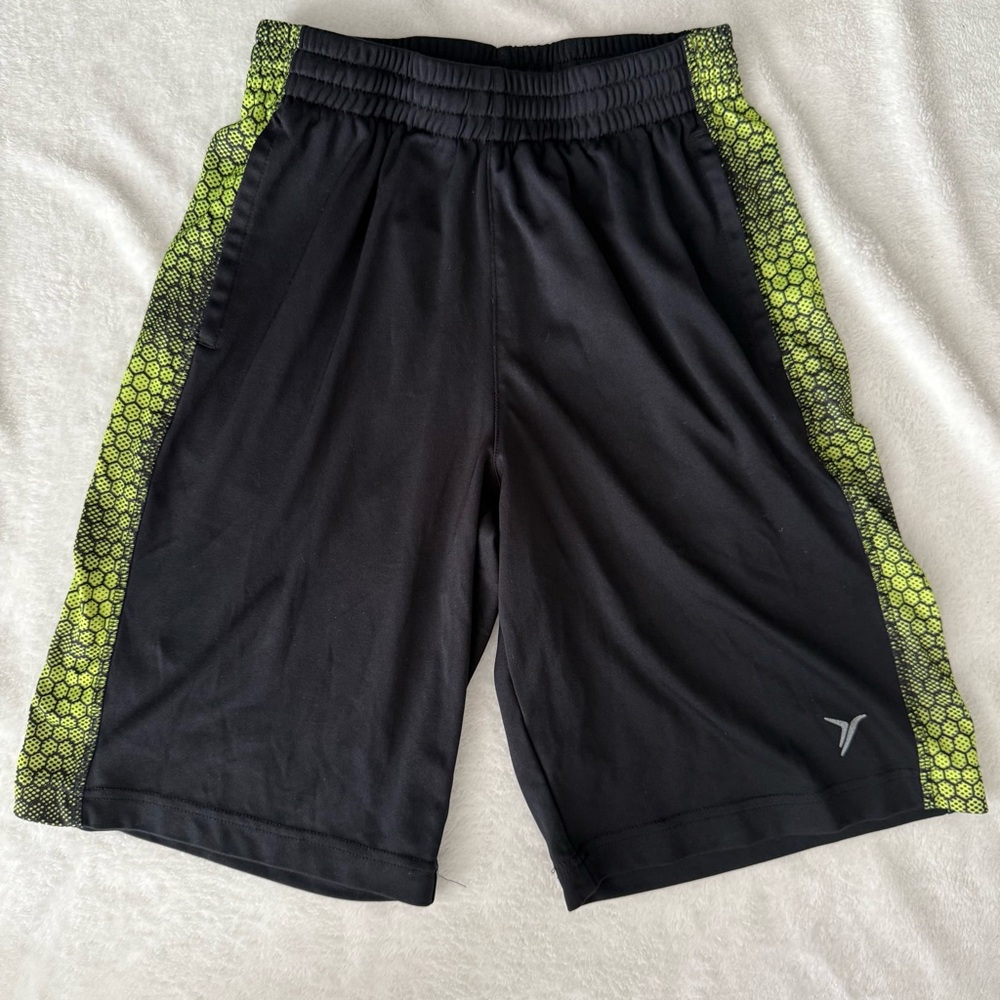 Old Navy Kids Black Shorts with Neon Green Trim